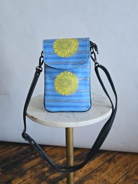 Blue & Yellow Sunburst Crossbody Phone Bag